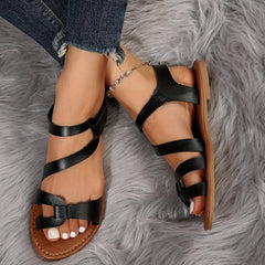 Women's Contrast Flat Sandals Hook & Loop Beach Sandals Lightweight Summer