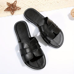 Women's Flat Slide Sandals Open Toe Slip On Slides Casual Beach Shoes