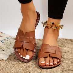 Women's Flat Slide Sandals Open Toe Slip On Slides Casual Beach Shoes