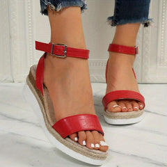 Women's Roman Wedge Sandals Casual Buckle Strap Outdoor Sandals