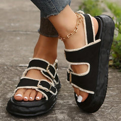 Women's Platform Sandals Comfortable Buckle Strap Open Toe Soft Sole