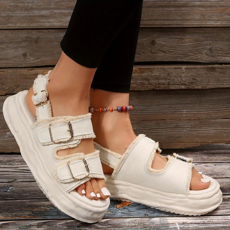Women's Platform Sandals Comfortable Buckle Strap Open Toe Soft Sole