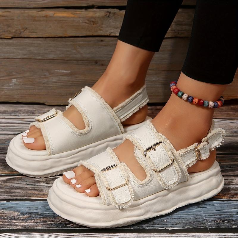 Women's Platform Sandals Comfortable Buckle Strap Open Toe Soft Sole