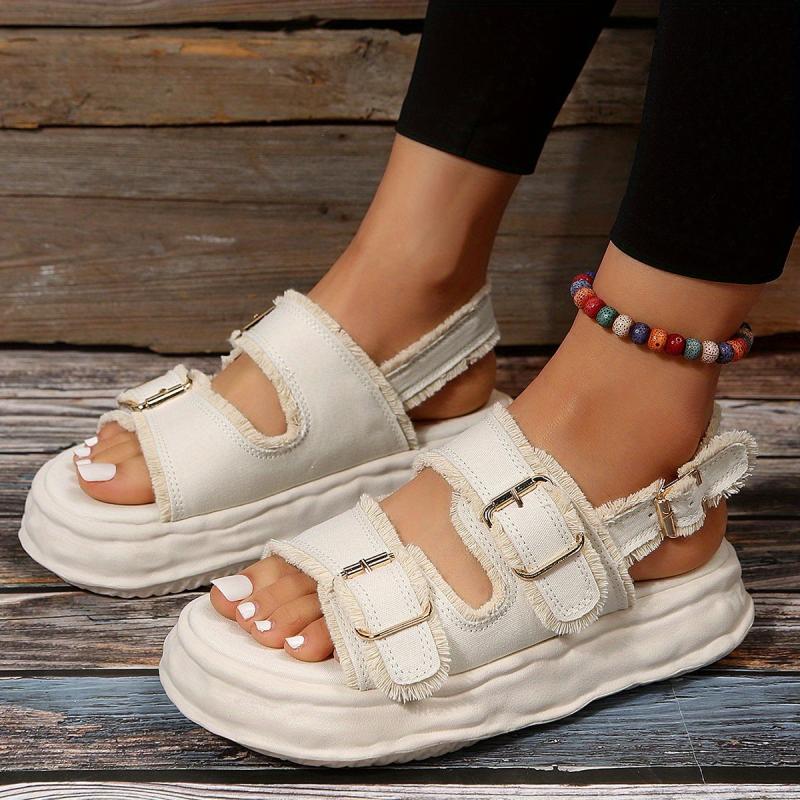 Women's Platform Sandals Comfortable Buckle Strap Open Toe Soft Sole