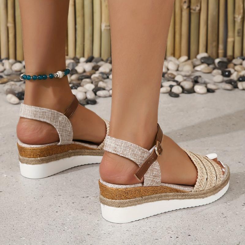 Women's Platform Wedge Sandals with Adjustable Strap