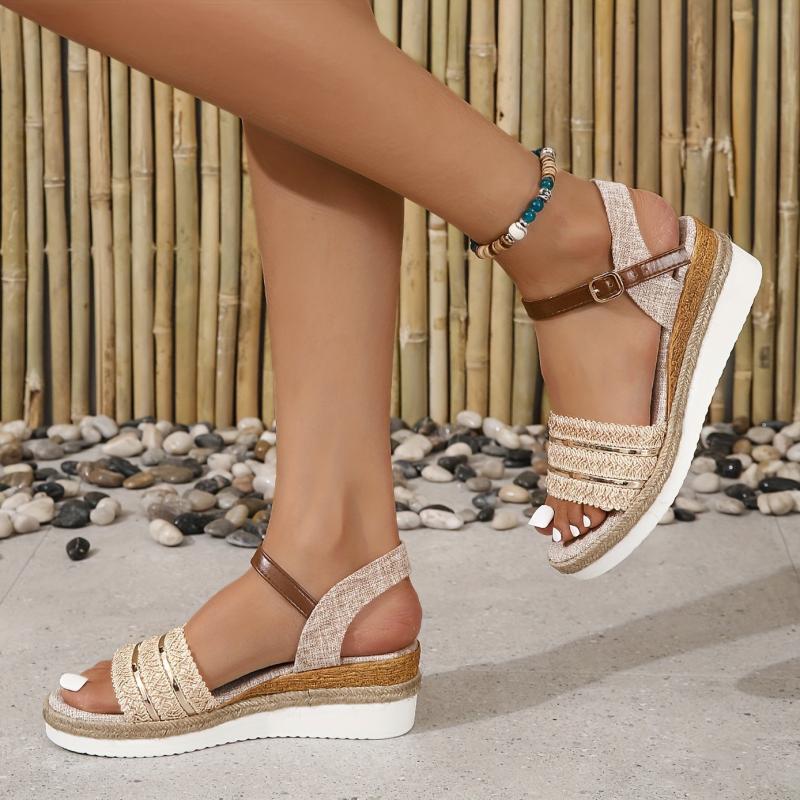 Women's Platform Wedge Sandals with Adjustable Strap