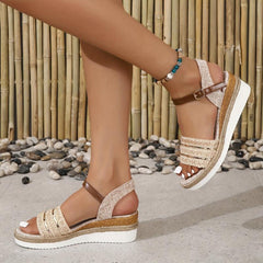 Women's Platform Wedge Sandals with Adjustable Strap