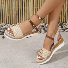 Women's Platform Wedge Sandals with Adjustable Strap