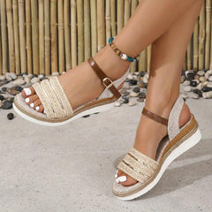 Women's Platform Wedge Sandals with Adjustable Strap