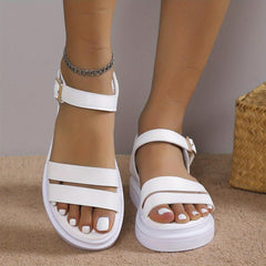 Women's Platform Sandals Ankle Strap Slingback Shoes Solid
