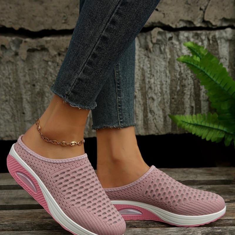 Women's Breathable Mule Sneakers Comfortable Round Closed Toe Slip On Shoes