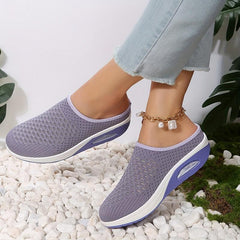 Women's Breathable Mule Sneakers Comfortable Round Closed Toe Slip On Shoes