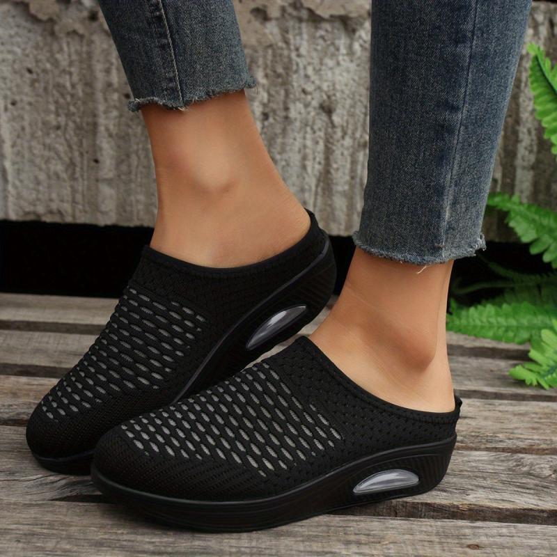 Women's Breathable Mule Sneakers Comfortable Round Closed Toe Slip On Shoes