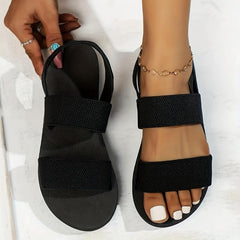 Women's Flat Sandals Open Toe Slip On Shoes Comfy Outdoor Beach Sandals