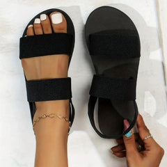 Women's Flat Sandals Open Toe Slip On Shoes Comfy Outdoor Beach Sandals
