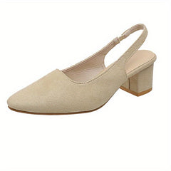 Chunky Heeled Sandals Pointed Toe Slingback Shoes