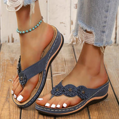 Flower Decor Thong Sandals Women's Flip Flops