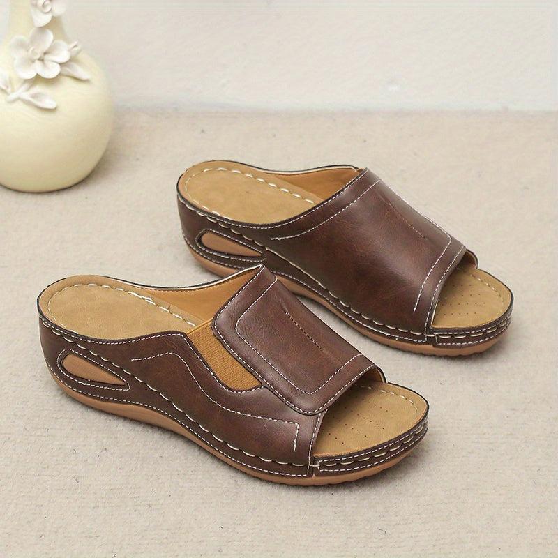 Women's Wedge Slide Sandals Open Toe Slip On Shoes