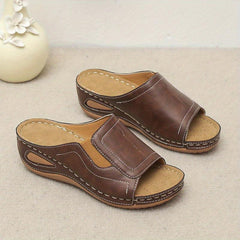Women's Wedge Slide Sandals Open Toe Slip On Shoes