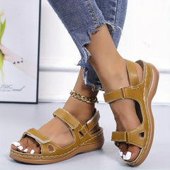 Women's Hook & Loop Strap Sandals Comfortable Open Toe Ankle Strap Shoes