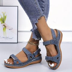 Women's Hook & Loop Strap Sandals Comfortable Open Toe Ankle Strap Shoes
