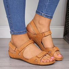 Women's Hook & Loop Strap Sandals Comfortable Open Toe Ankle Strap Shoes