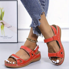 Women's Hook & Loop Strap Sandals Comfortable Open Toe Ankle Strap Shoes