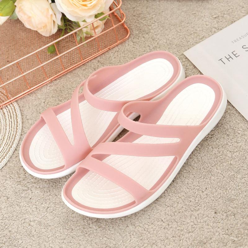 Women's Minimalist Open Toe Slippers Solid Slides Anti-skid Sandals