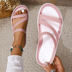 Women's Minimalist Open Toe Slippers Solid Slides Anti-skid Sandals