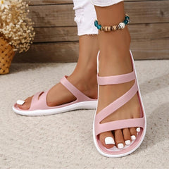 Women's Minimalist Open Toe Slippers Solid Slides Anti-skid Sandals