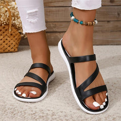 Women's Minimalist Open Toe Slippers Solid Slides Anti-skid Sandals