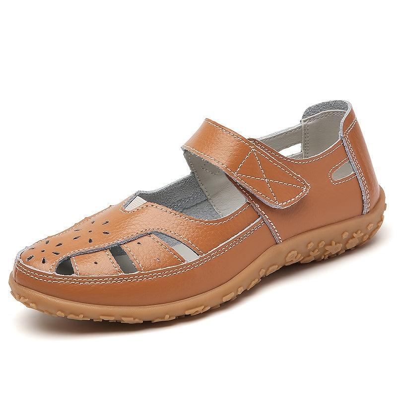 Women's Cut Out Flat Sandals Soft Sole Hook & Loop Shoes