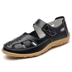 Women's Cut Out Flat Sandals Soft Sole Hook & Loop Shoes