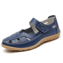 Women's Cut Out Flat Sandals Soft Sole Hook & Loop Shoes
