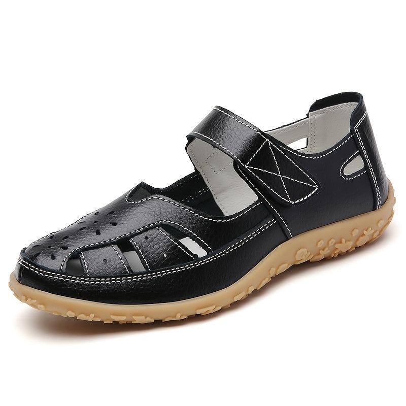 Women's Cut Out Flat Sandals Soft Sole Hook & Loop Shoes