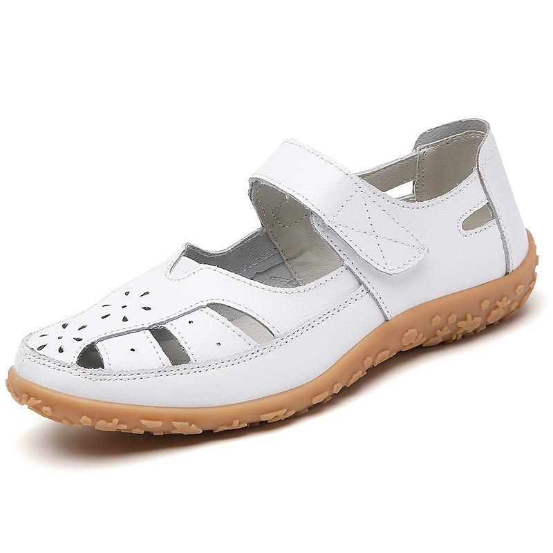 Women's Cut Out Flat Sandals Soft Sole Hook & Loop Shoes