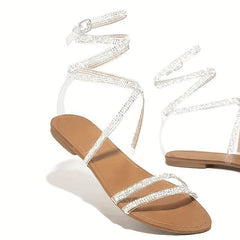 Rhinestone Flat Sandals Women's Beach Summer Sandals