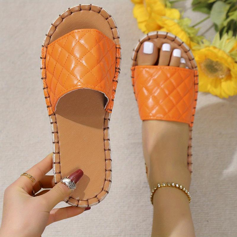 Quilted Women's Slide Sandals Anti-slip Flat Slippers
