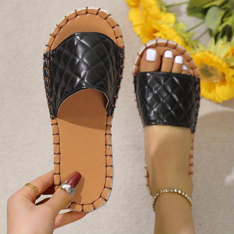 Quilted Women's Slide Sandals Anti-slip Flat Slippers