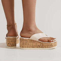 Women's Platform Flip Flops Wedge Heeled Open Toe Comfy Slippers