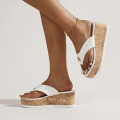 Women's Platform Flip Flops Wedge Heeled Open Toe Comfy Slippers
