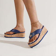 Women's Platform Flip Flops Wedge Heeled Open Toe Comfy Slippers