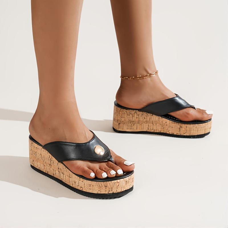 Women's Platform Flip Flops Wedge Heeled Open Toe Comfy Slippers