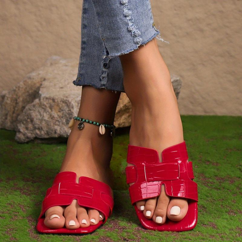 Women's Golden Flat Slide Sandals Casual Beach Slides