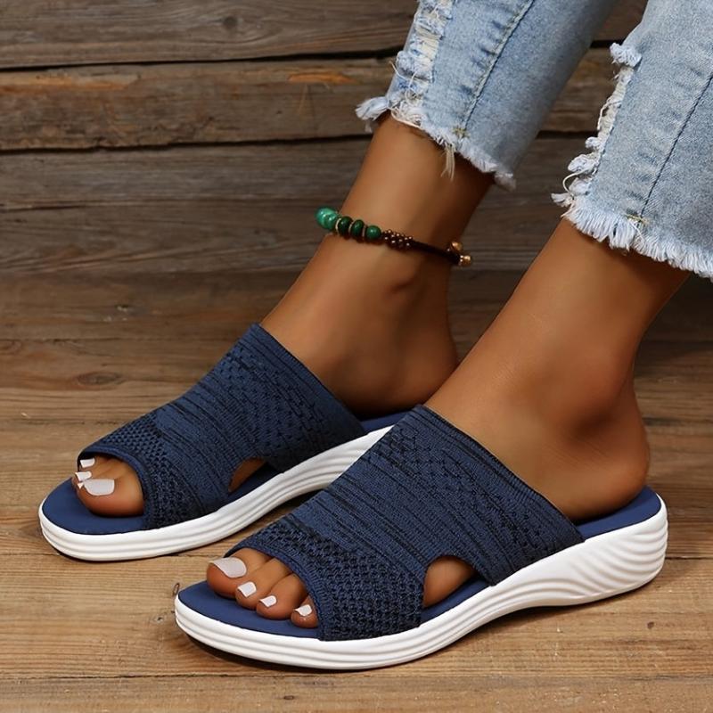 Women's Knit Cut Out Slippers Peep-Toe Anti-Skid Sandals