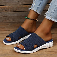 Women's Knit Cut Out Slippers Peep-Toe Anti-Skid Sandals