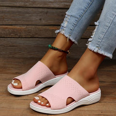 Women's Knit Cut Out Slippers Peep-Toe Anti-Skid Sandals