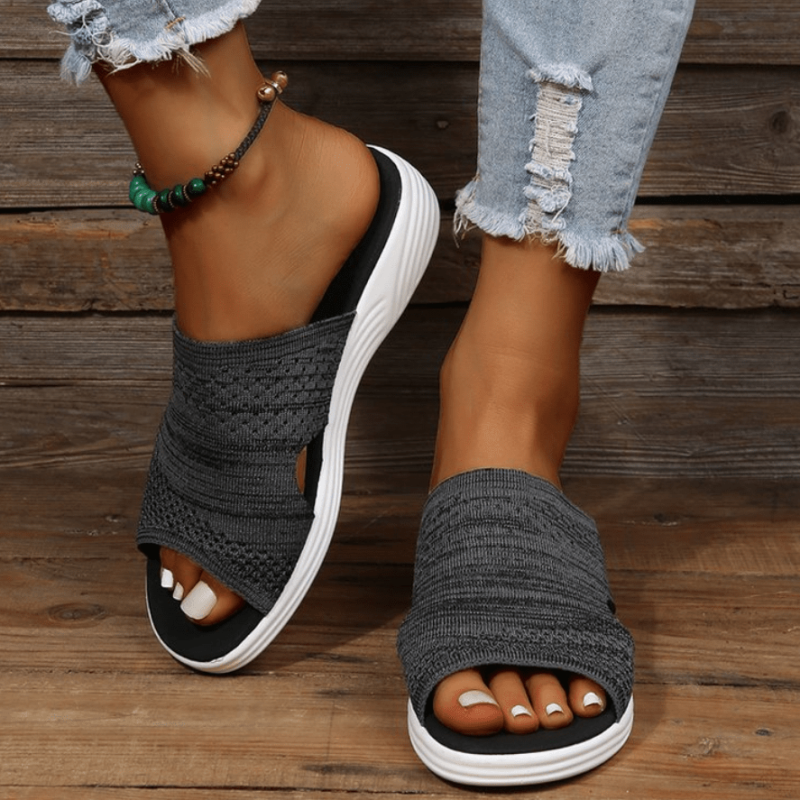 Women's Knit Cut Out Slippers Peep-Toe Anti-Skid Sandals
