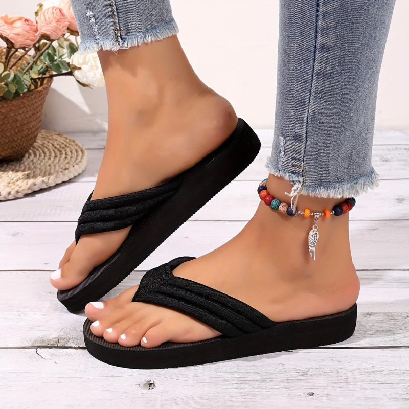 Women's Solid Flip Flops Casual Platform Slides