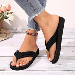 Women's Solid Flip Flops Casual Platform Slides